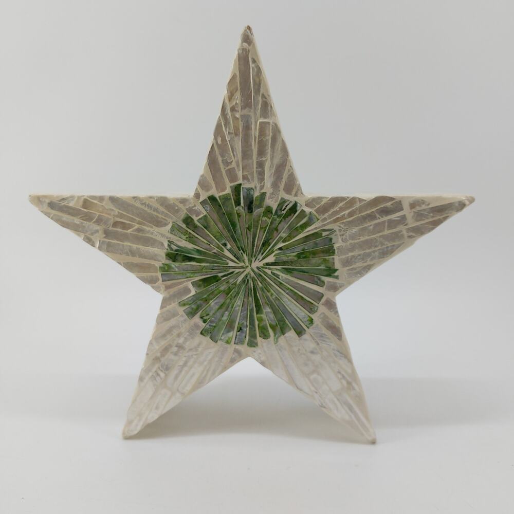 Star Home Decoration Natural Shell Mosaic Cream Green 9.75" x 9.75" x 2.25"